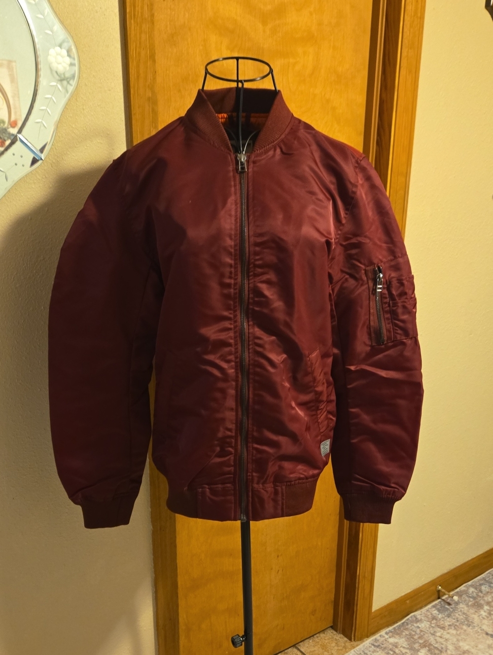 H&M Maroon Men's Bomber Jacket with Zip